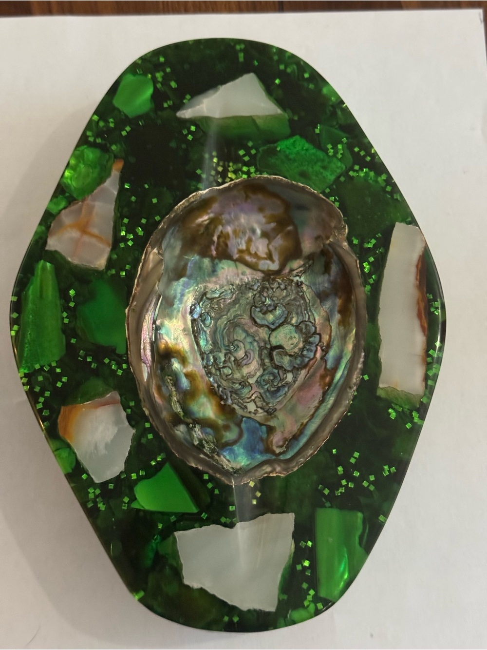 Vintage Mid-Century Modern lucite and resin/abalone decorative tray 1960-1970’s